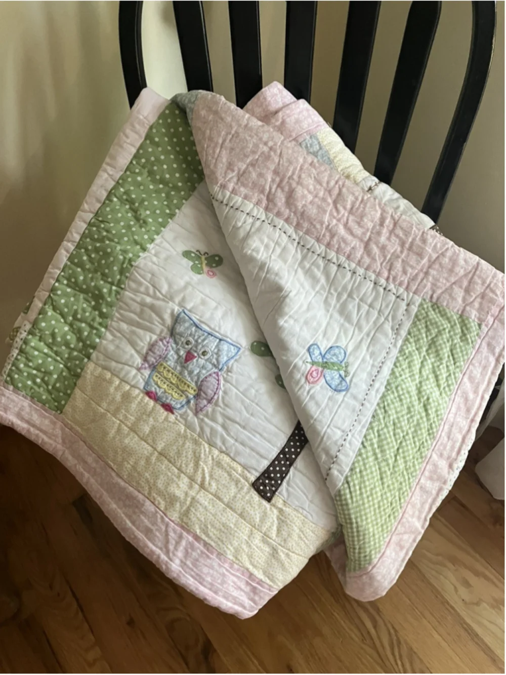 Pottery Barn Kids Hayley Collection Floral Owl Butterflies Patchwork FULL Quilt